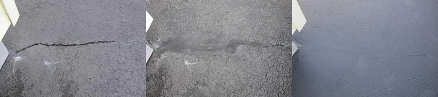 EpoxyShield driveway crack before and after